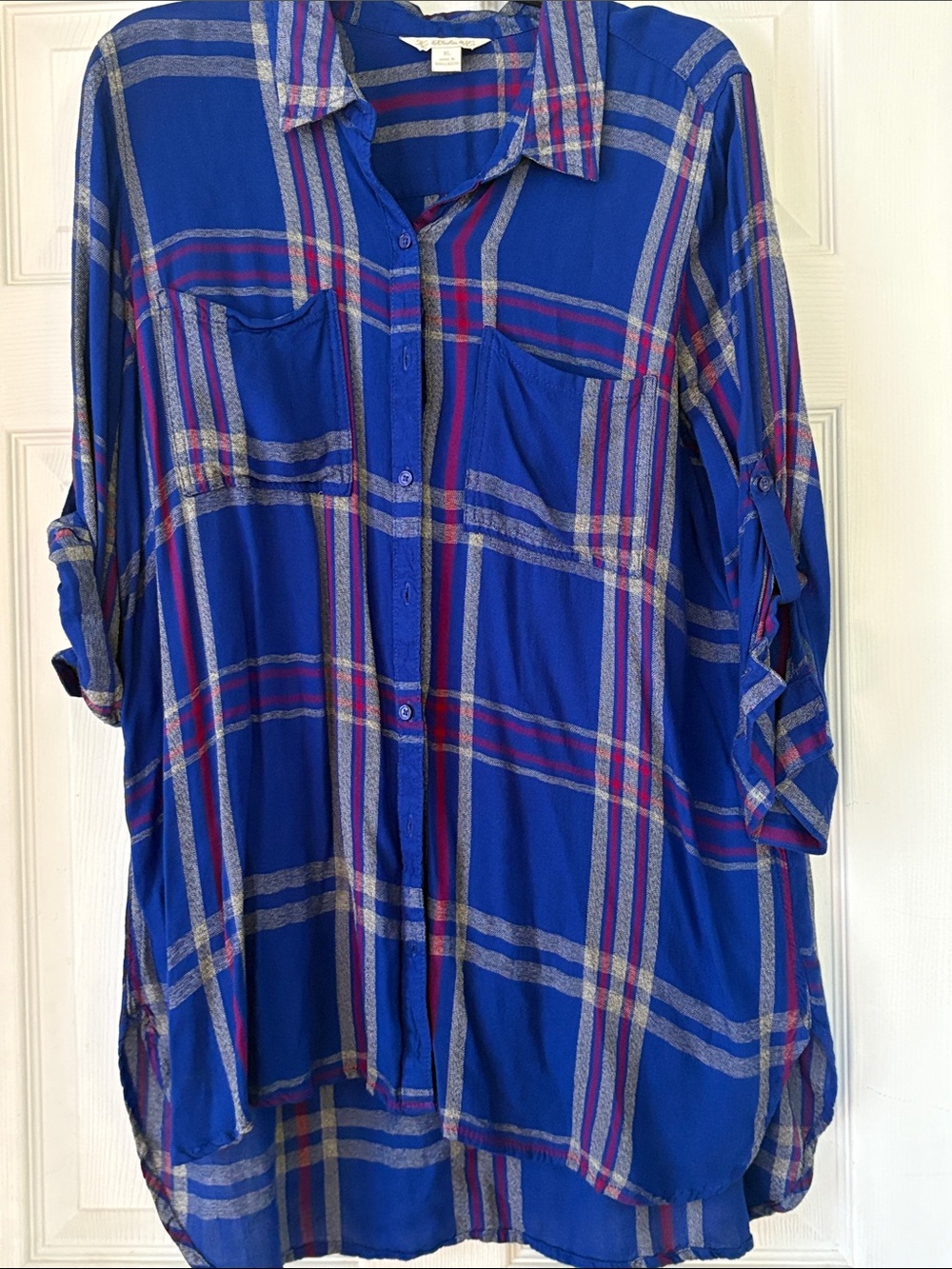 Blue Plaid Button-Down Shirt - Relaxed Fit